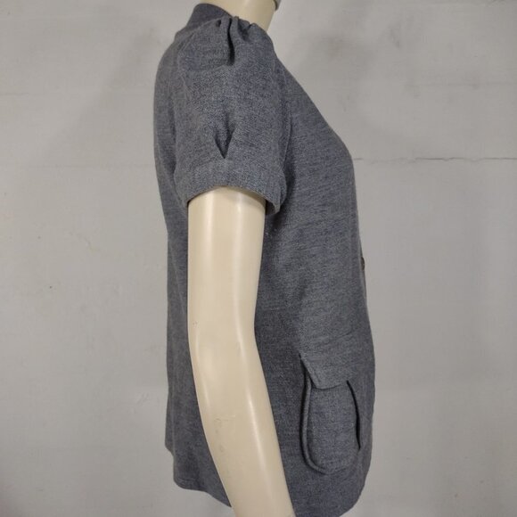 BCBGMaxazria gray 100% Wool short sleeve button front cardigan jacket Large - Picture 4 of 8
